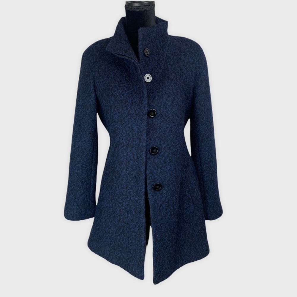 ANN KLEIN black and blue blended coat